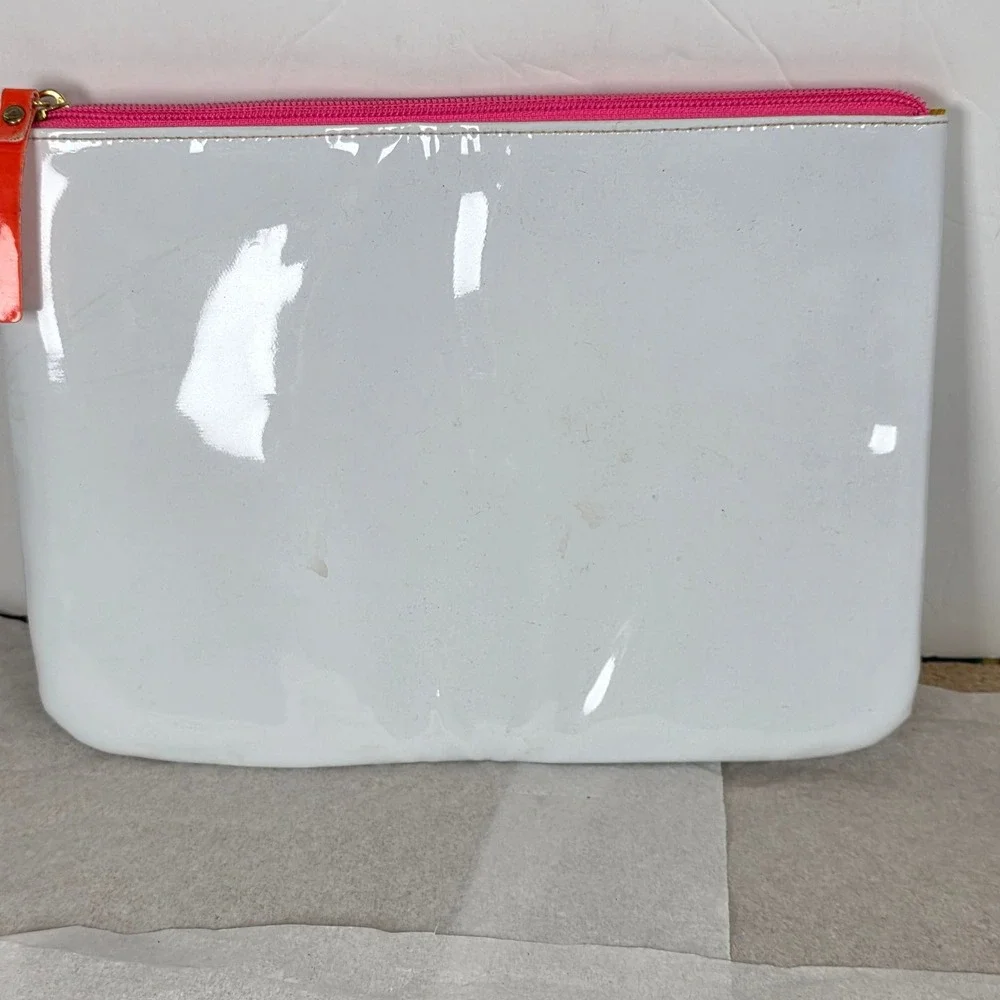 Kate Spade New York Live‎ Color Fully White Patent Vinyl Pouch Cosmetic Bag 10x7